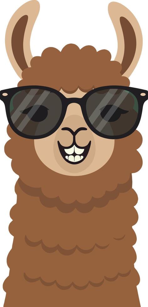 Llama with Sunglasses Cute Cool Cartoon Alpaca Illustration for T-Shirt Designs vector
