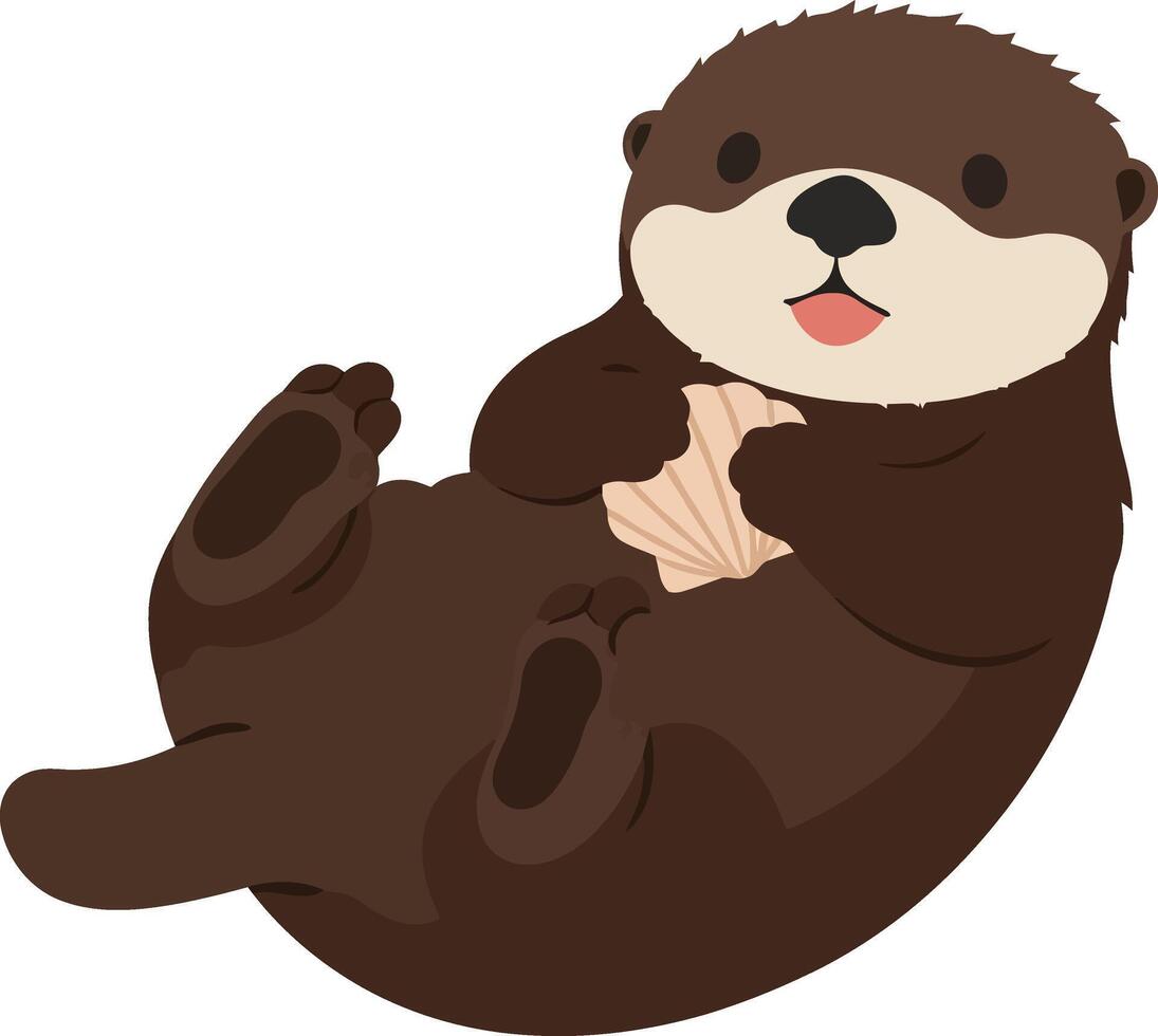 Cute playful otter illustration ideal for t-shirt and cup print designs vector