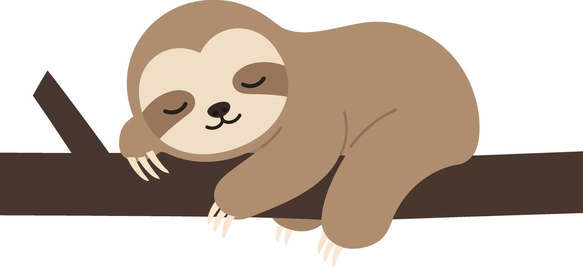 Sloth resting on a branch for relaxing designs and illustrations vector