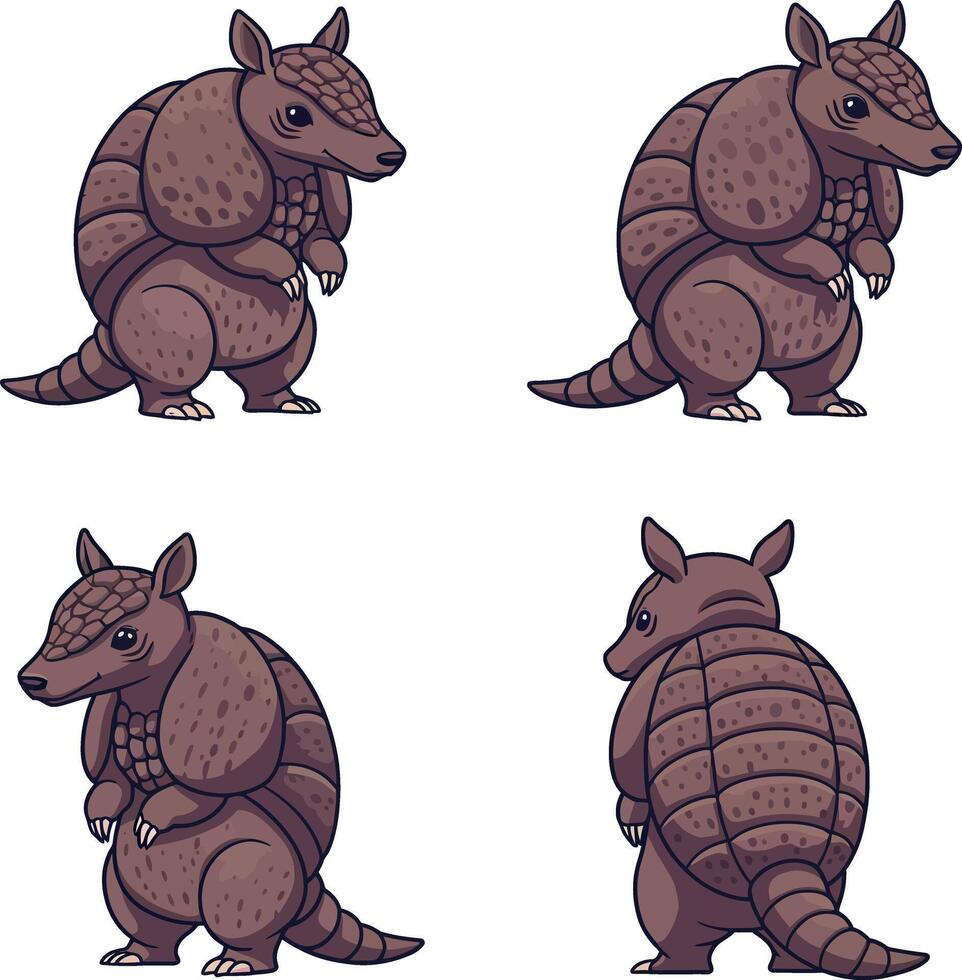 Armadillo illustration set ideal for t-shirt printing and projects vector