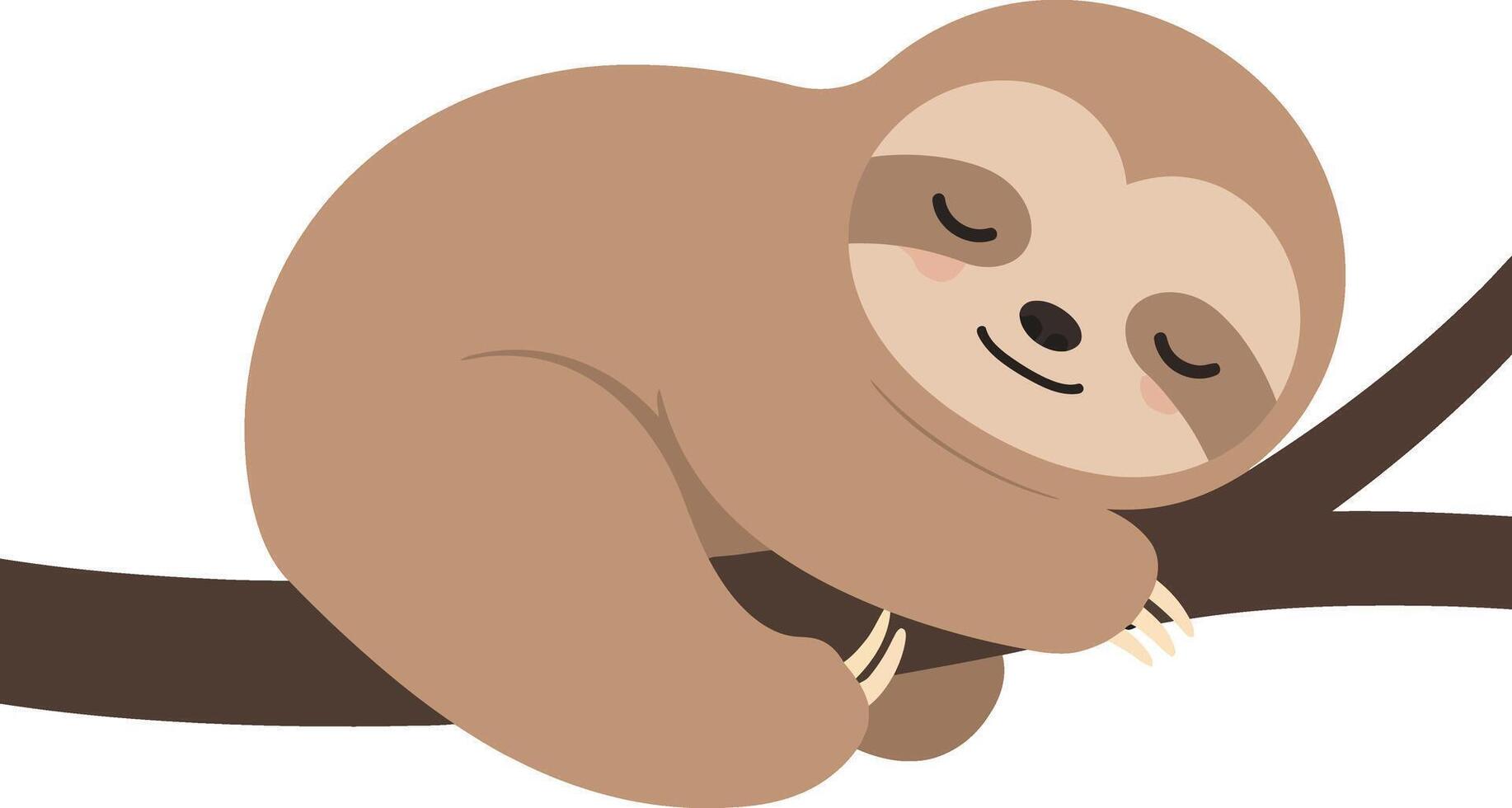 Sleeping sloth resting on tree branch illustration for t-shirt printing and projects vector