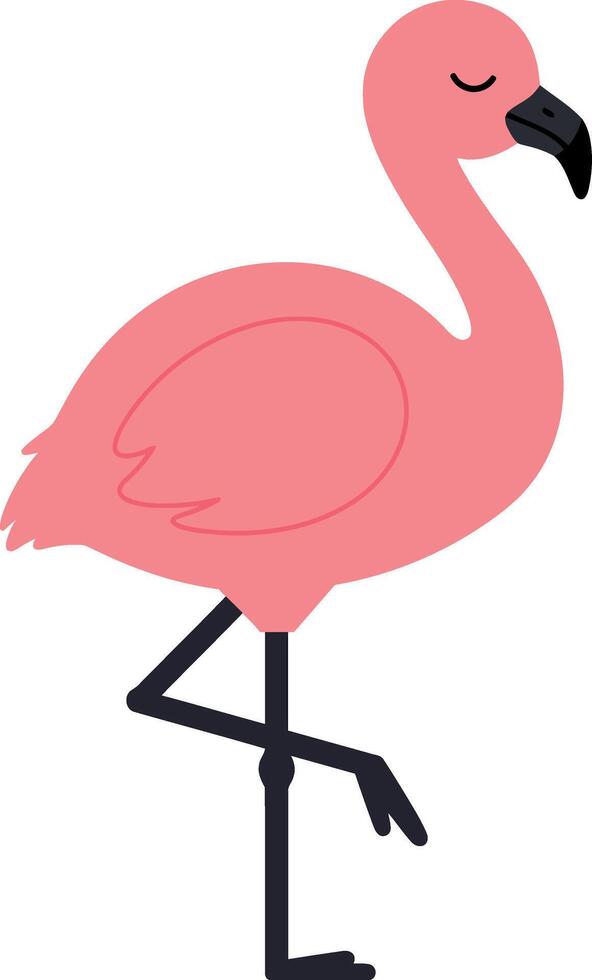 Pink flamingo standing on one leg illustration for t-shirt and print projects vector