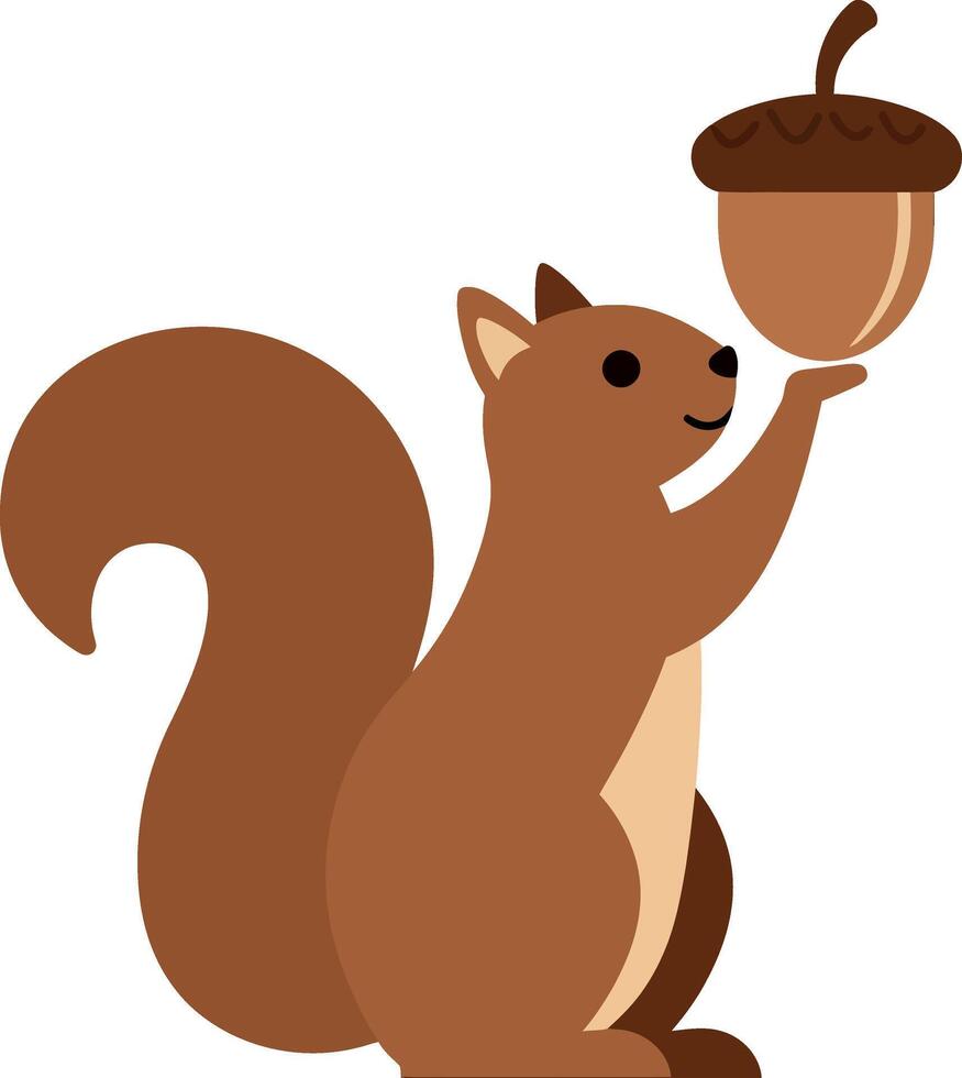Squirrel holding large acorn illustration for tshirt print and craft projects vector
