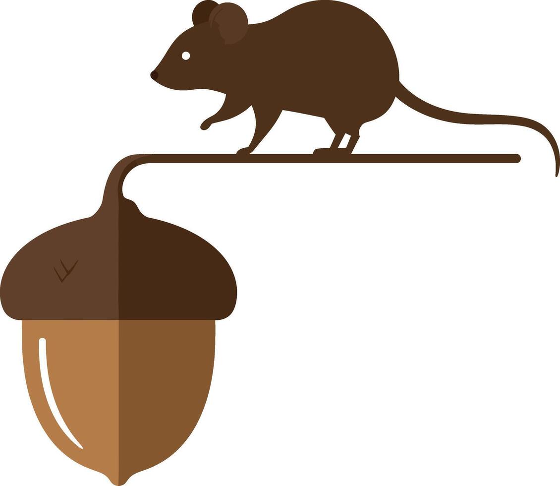 Mouse Sitting on Acorn Illustration for T-shirt Print and Craft Projects Design vector