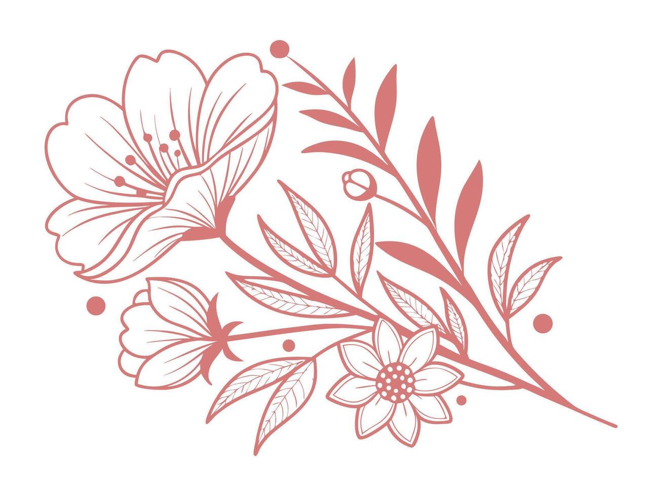 Delicate Floral Bouquet Line Art vector