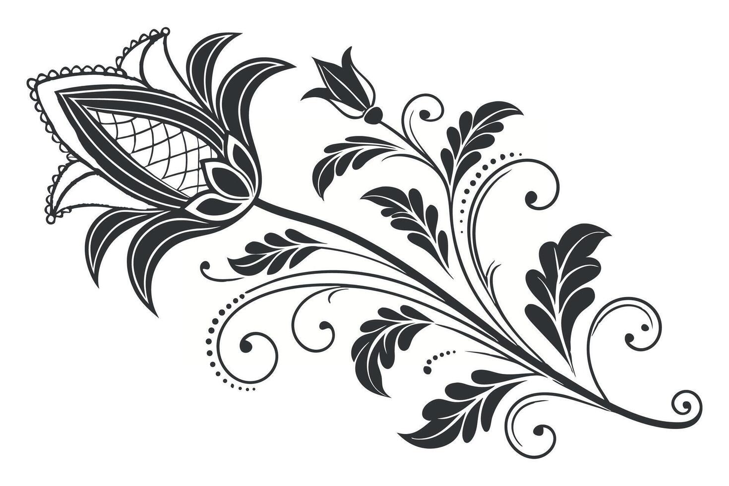 Elegant floral ornament with leaves and swirls illustration vector