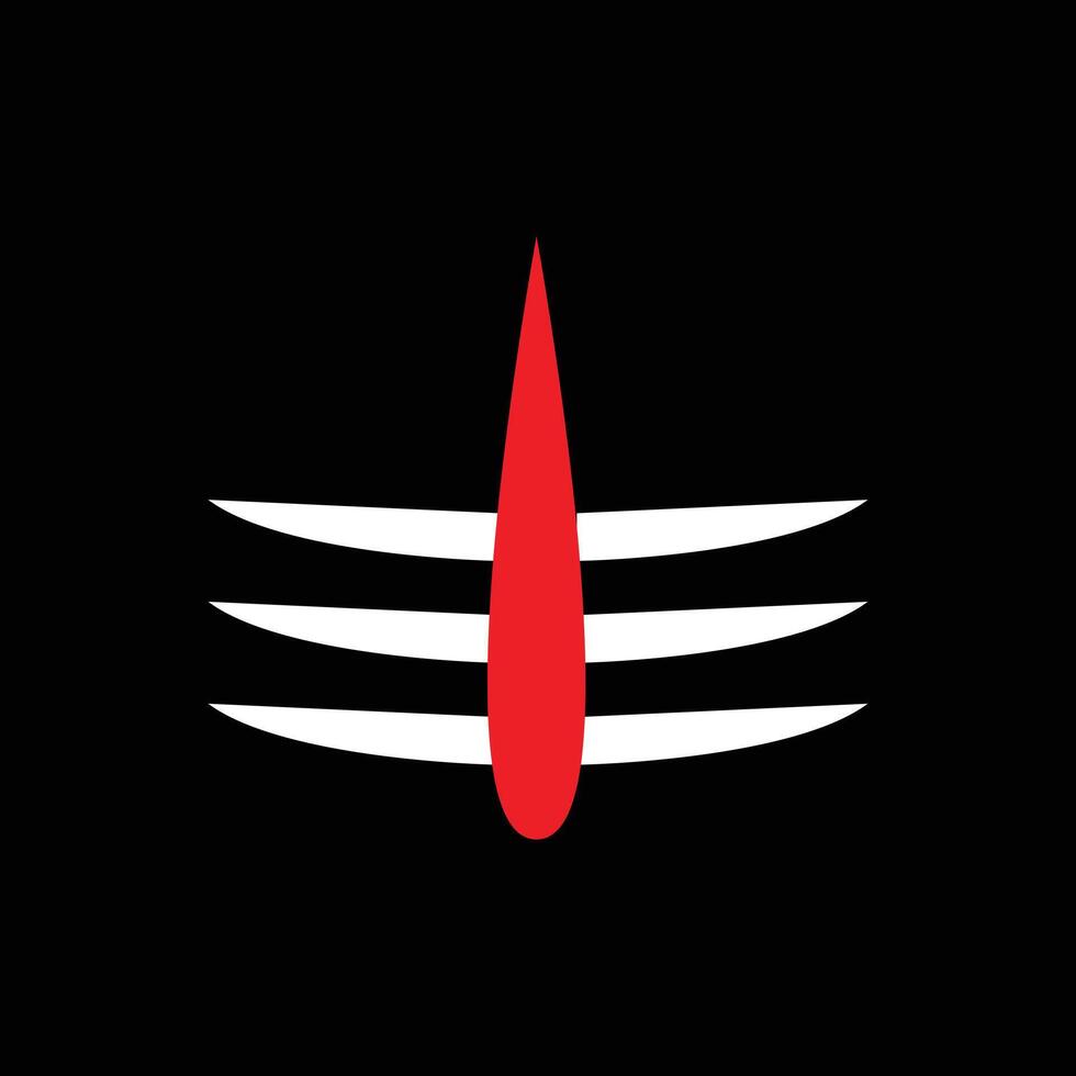 Shiva Mahadev Red Tilak icon. Maha Shivratri Hindu Festival. Tripundra is a Hindu Shaivite tilaka. Happy Maha Shivratri. vector