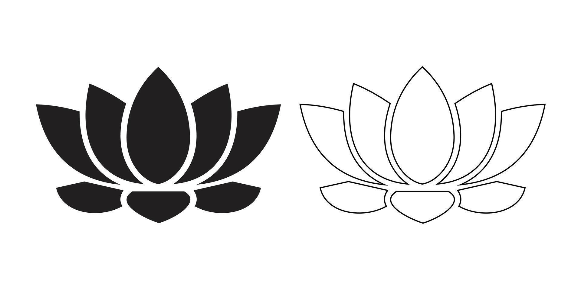 Lotus flower logo. black and white lotus flower. Illustrations isolated on white background. Editable stroke. vector
