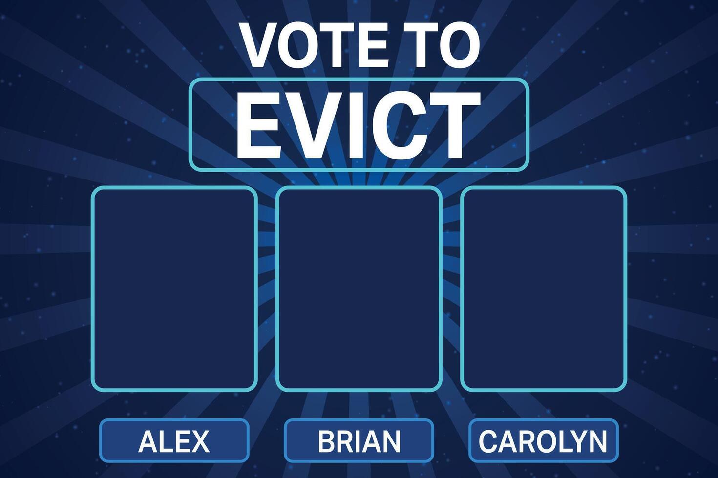 Eviction Voting Panel with Three Contestant Slots and Blue Theme vector