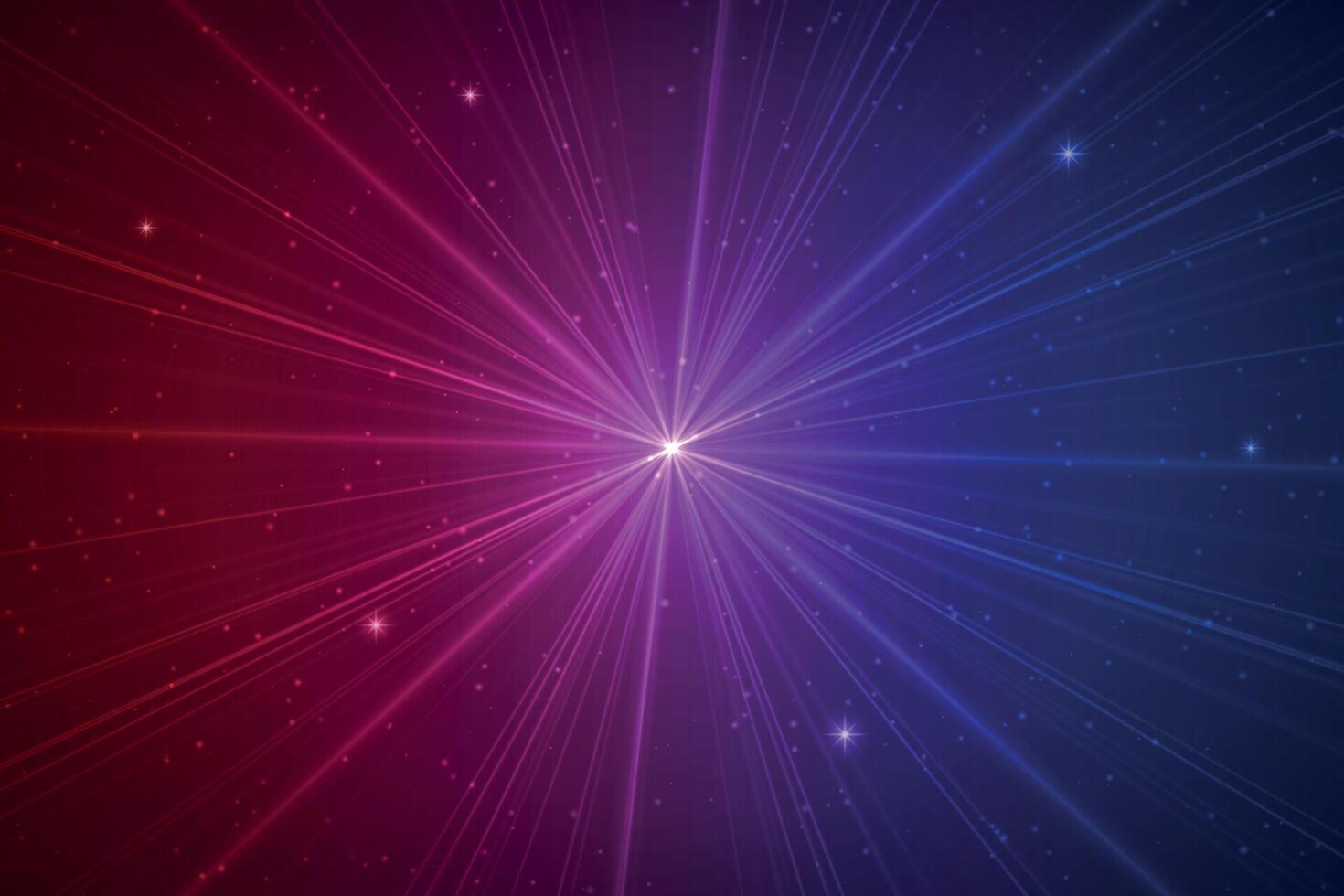 Radiant burst background with blue and red glowing star rays vector