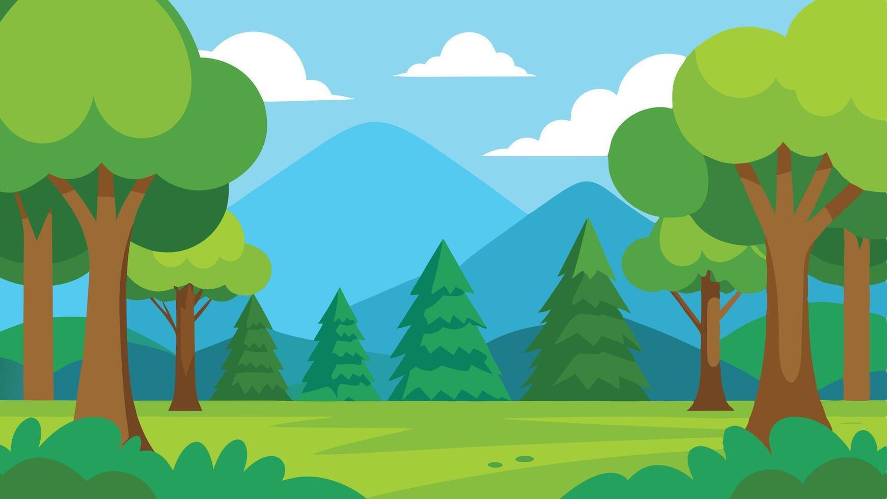 Cartoon 2d nature forest background vector