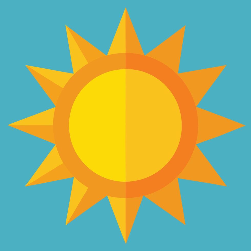 Cartoon yellow sun design with teal background vector