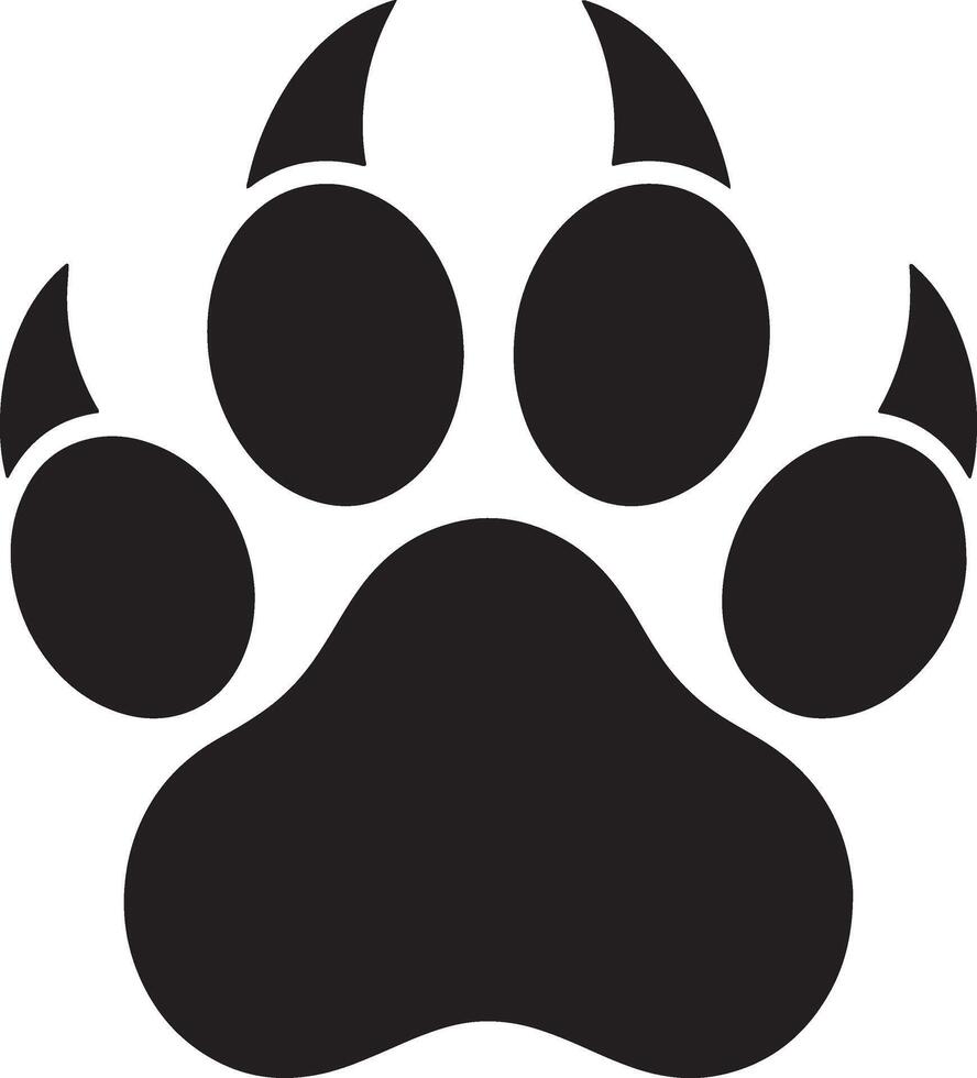 Black Paw Print Illustration Of A Bear With Sharp Claws vector