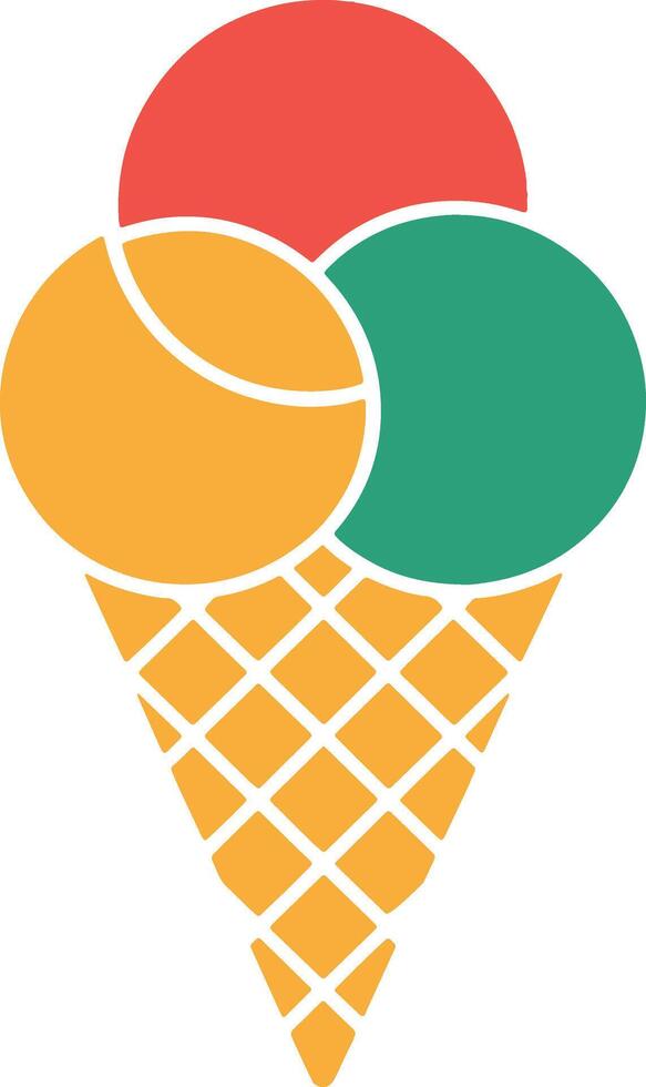 Colorful Ice Cream Cone Illustration With Three Scoops Design vector