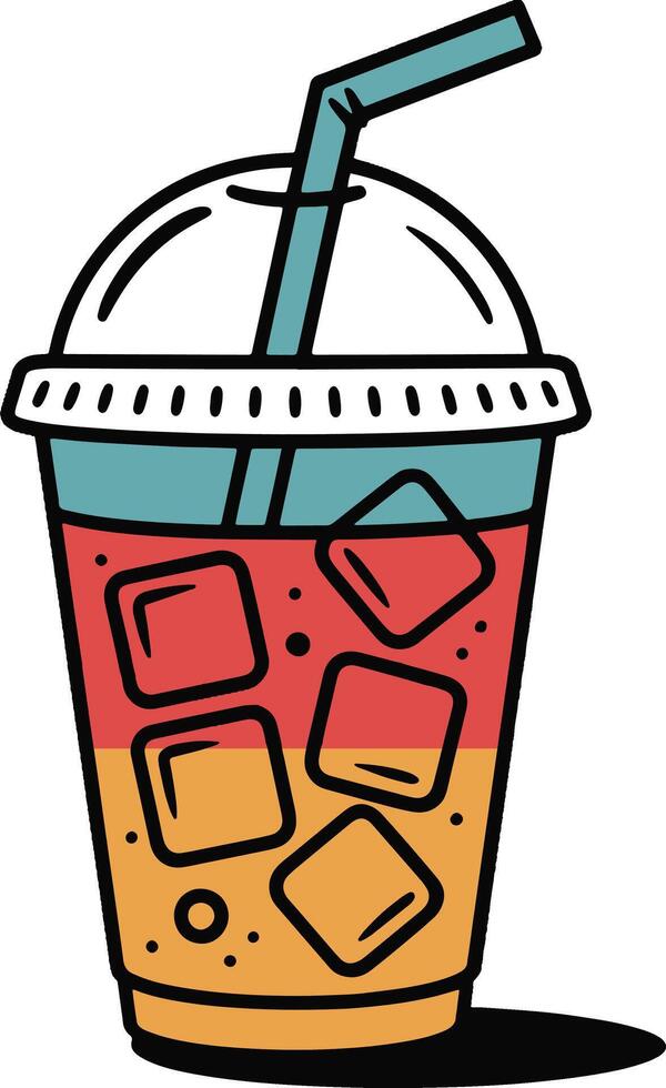 Iced Drink Illustration With Straw And Cubes For Summer Refreshment vector