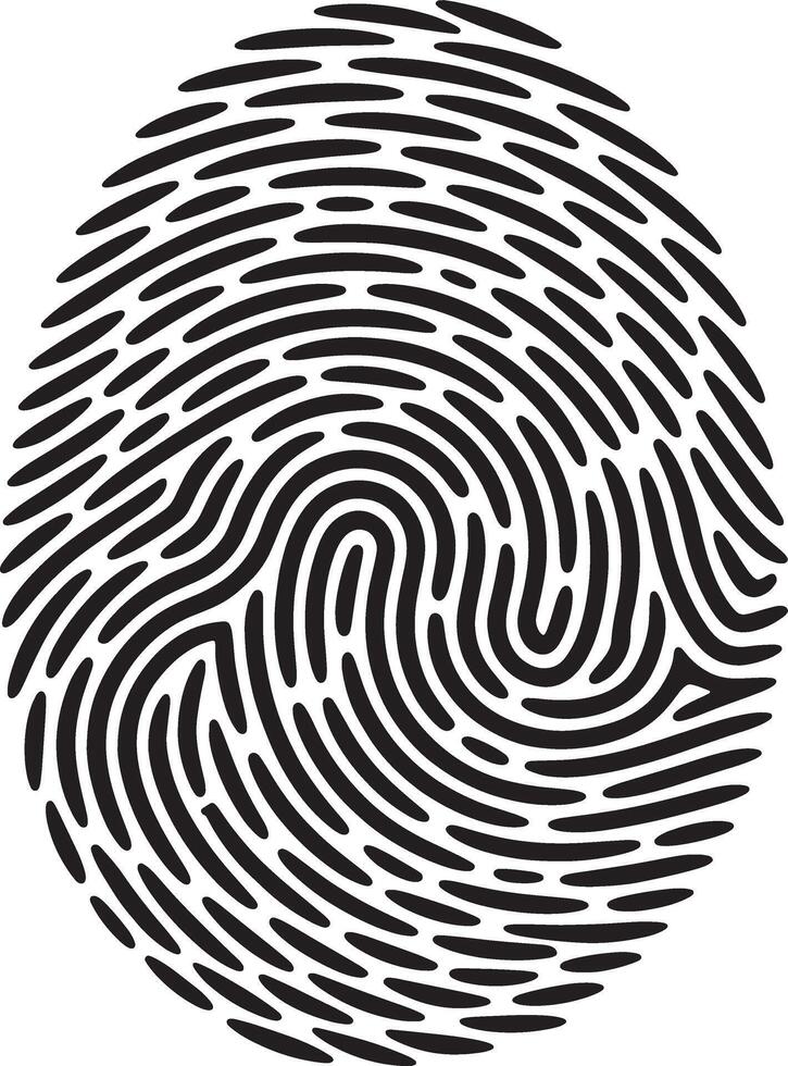Detailed Illustration Of A Black Fingerprint On White Background For Security Themes vector