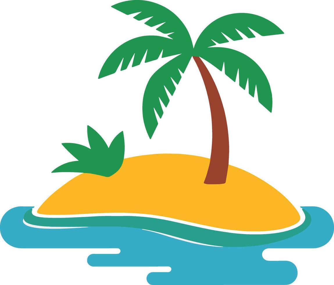 Cartoon Tropical Island With Palm Tree On The Ocean Illustration vector