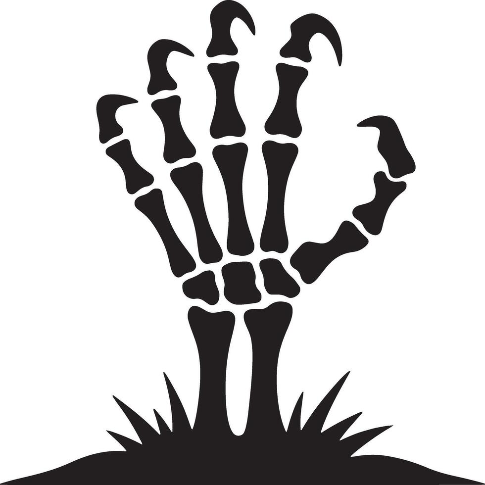 Skeleton Hand Rising From Ground Silhouette For Halloween Decoration Theme vector
