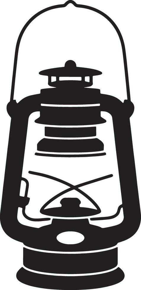 Black And White Silhouette Of A Vintage Kerosene Oil Lantern For Design Elements vector