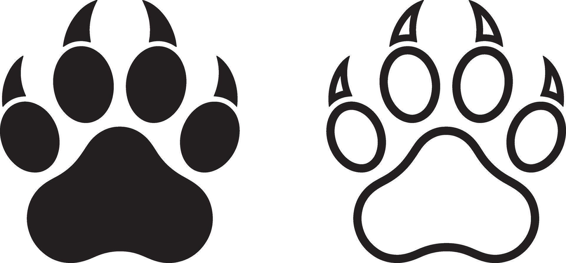 Black And White Illustration Of Bear Paw Print Silhouette Minimalist Graphic vector