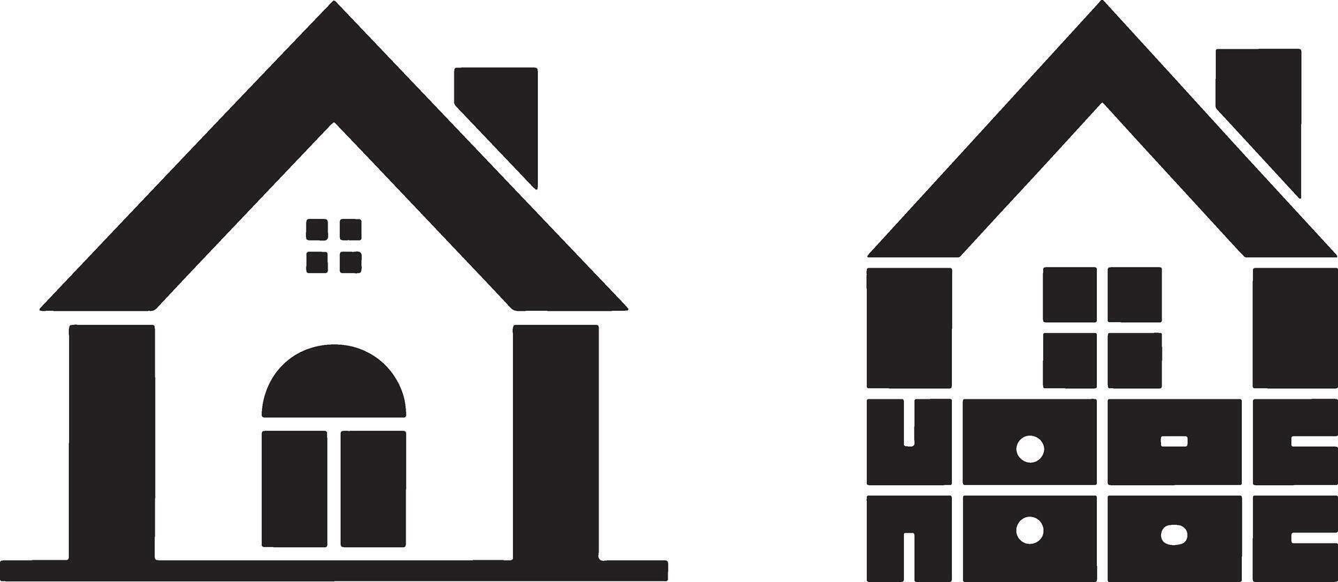 Two Minimalist House Icons Representing Hope And Home In Black And White vector