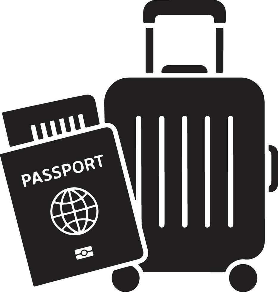 Passport And Suitcase Icon Design Simple Travel Concept Monochrome Graphic vector