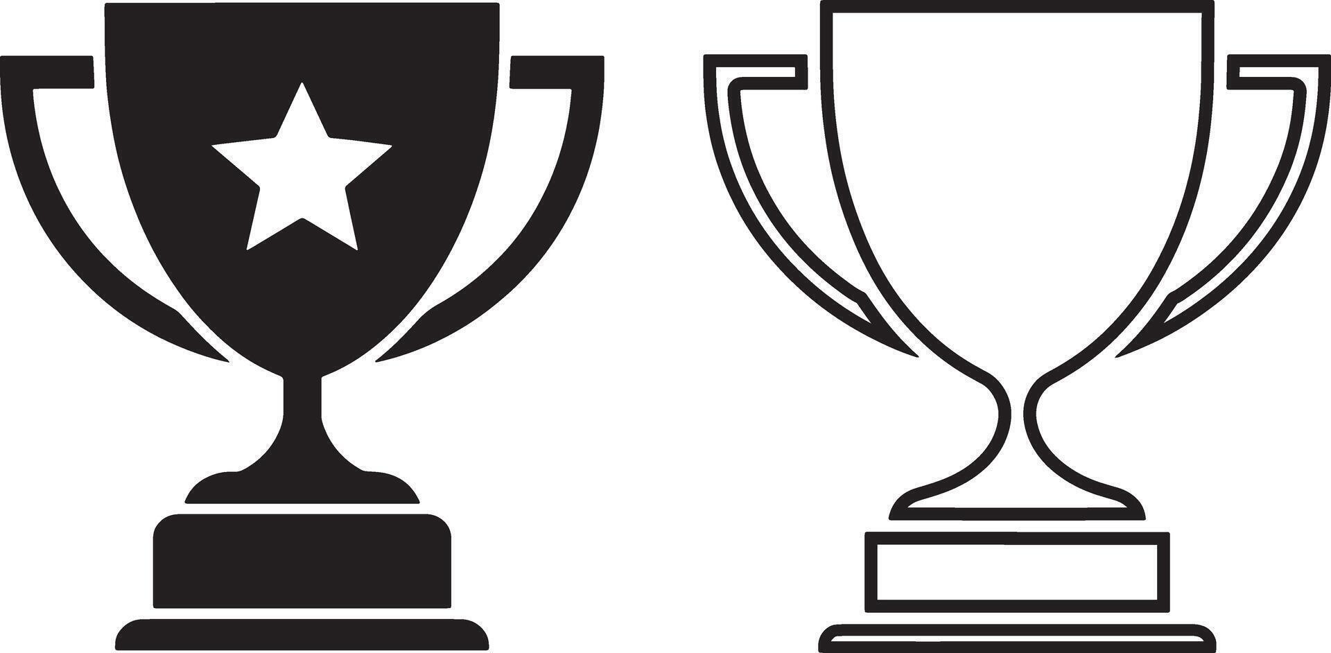 Black And White Trophy Icon Vectors For Competition And Achievement Celebration