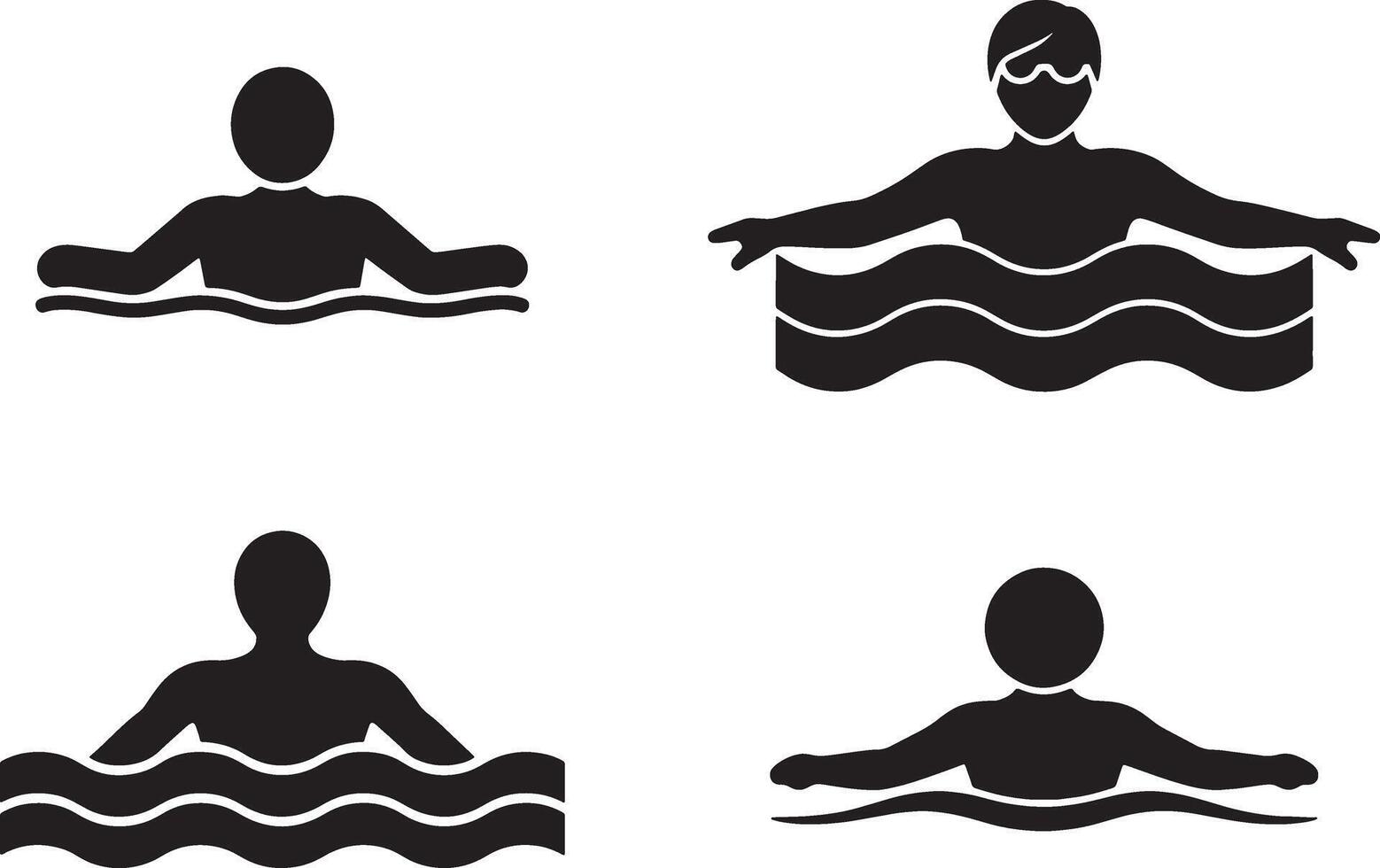 Four Swimming Icon Illustrations Man In Pool Or Water Pictogram Set vector