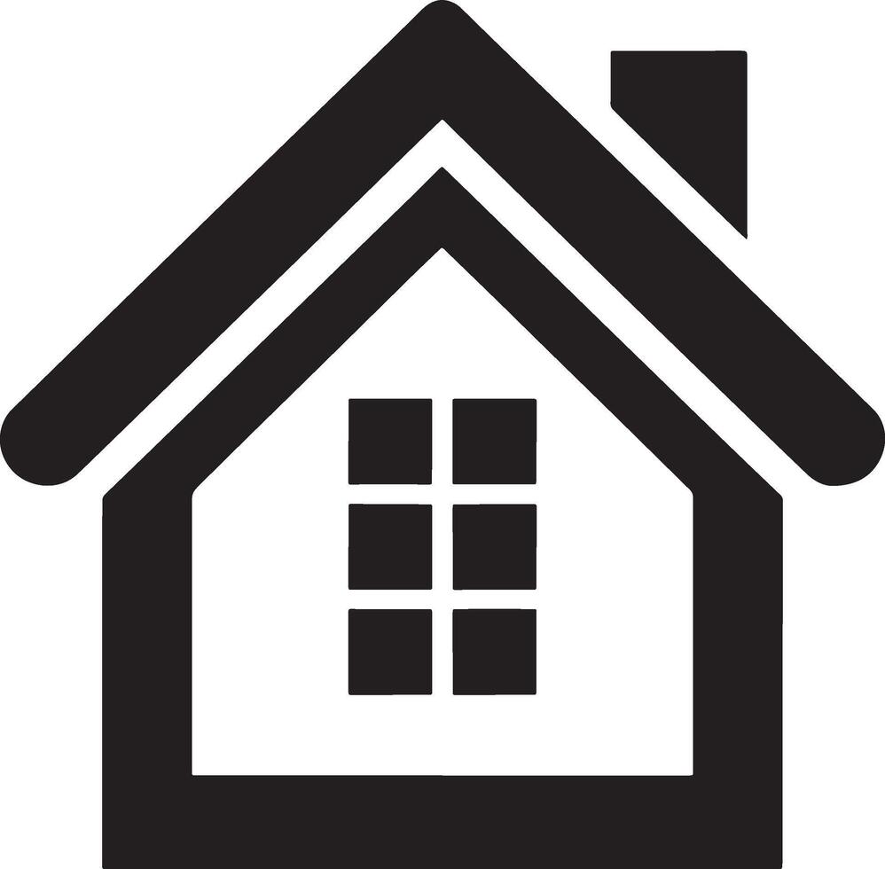 Minimalist House Icon Black And White Graphic Symbol Illustration vector