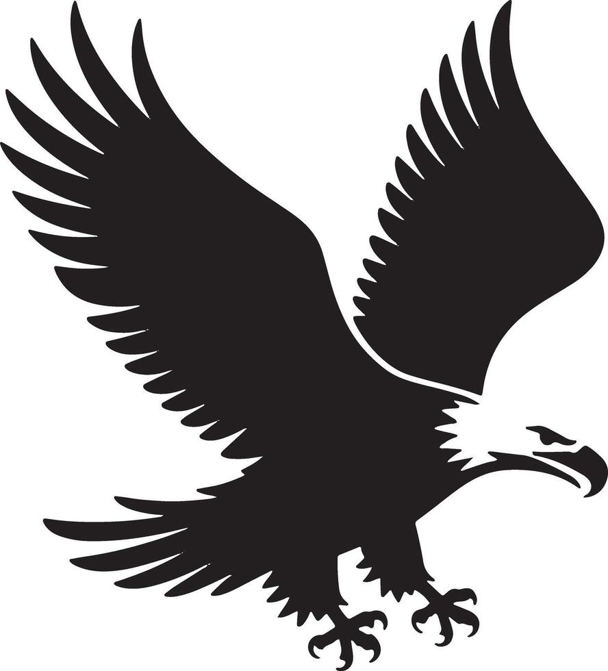 Soaring American Bald Eagle Black Silhouette Illustration Design vector