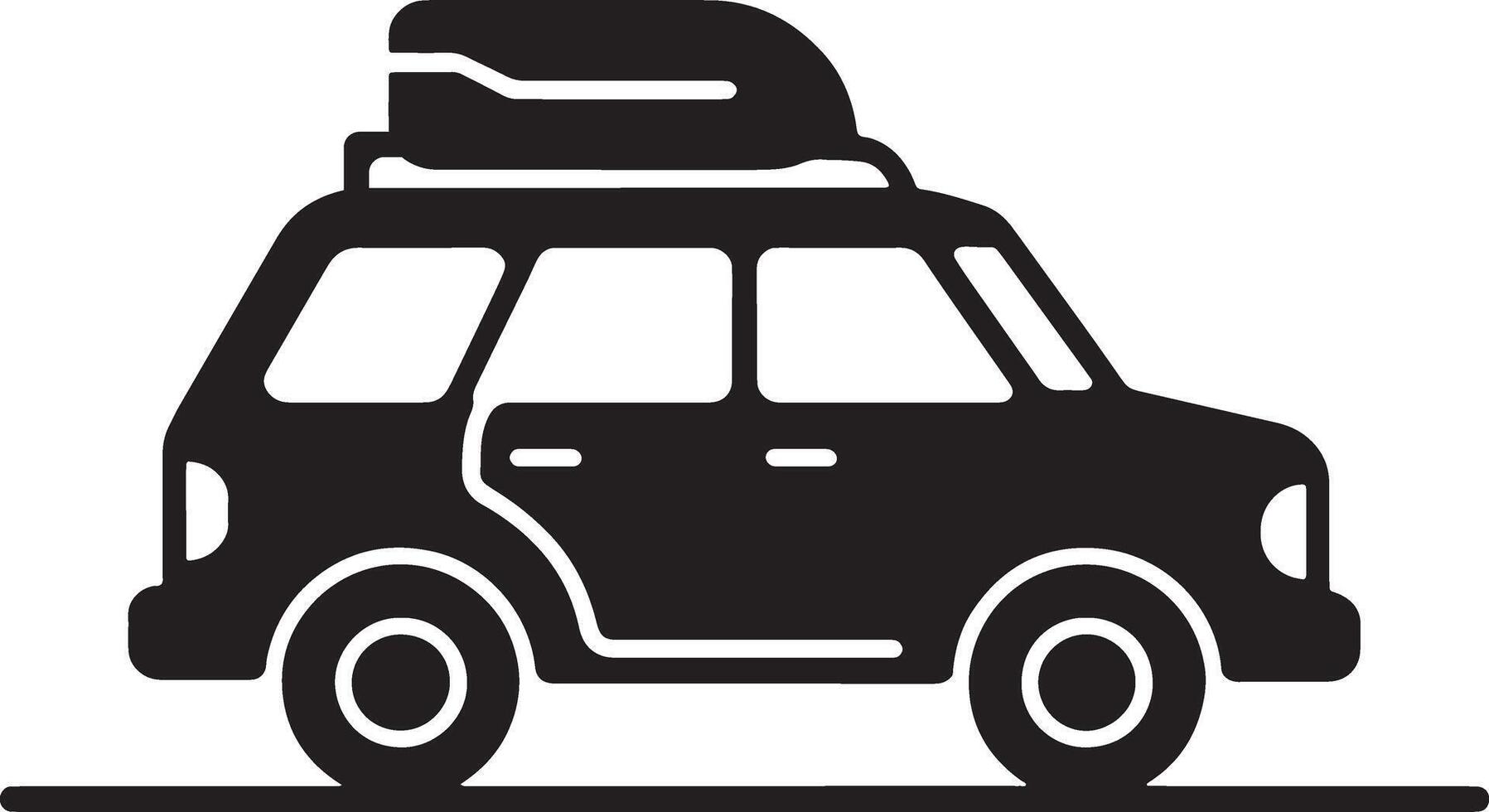 Car With Rooftop Cargo Carrier Silhouette For Travel Adventures vector