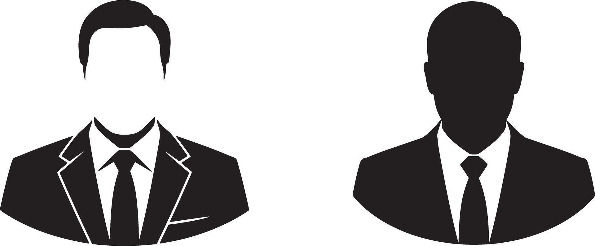 Businessmen In Suits Black And White Avatars Professional Silhouette Design vector
