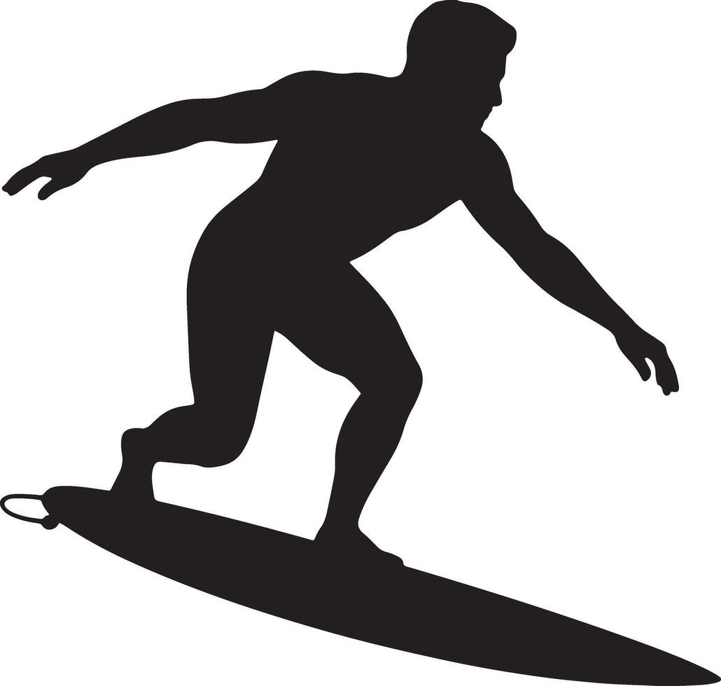 Surfer Silhouette Illustration Riding The Waves With Style And Precision vector