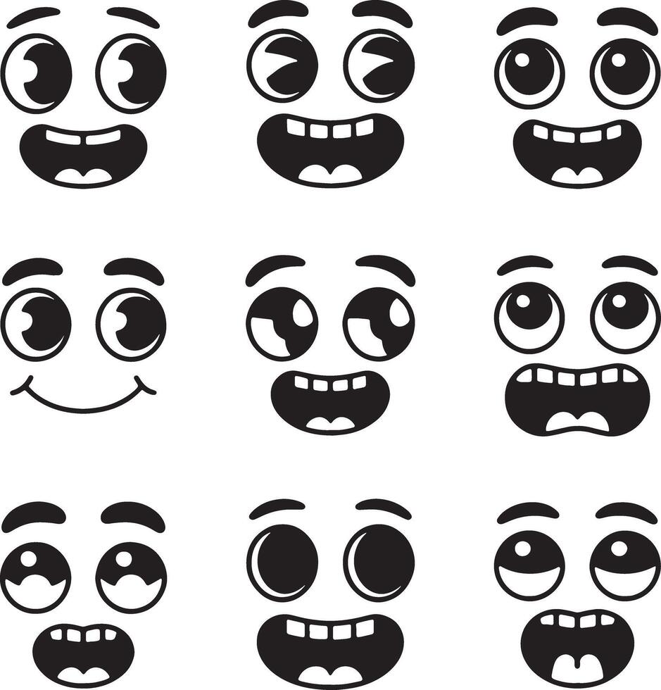 Cartoon Emoji Faces Icons Collection With Various Expressions And Moods vector