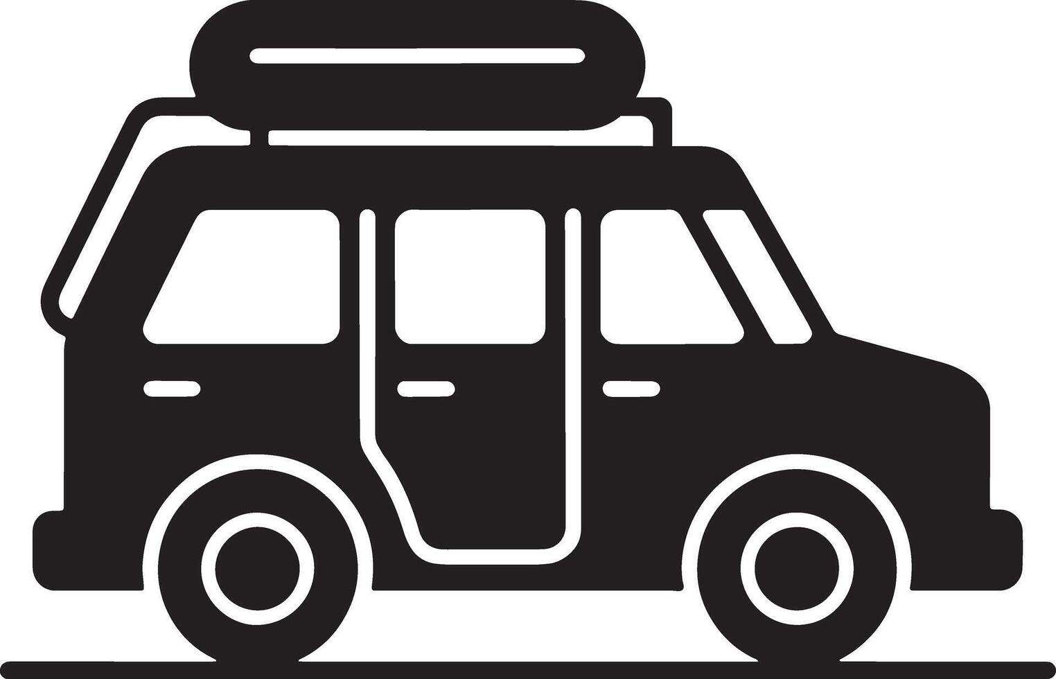 Black And White Simple Graphic Of A Van With Luggage Carrier Silhouette vector