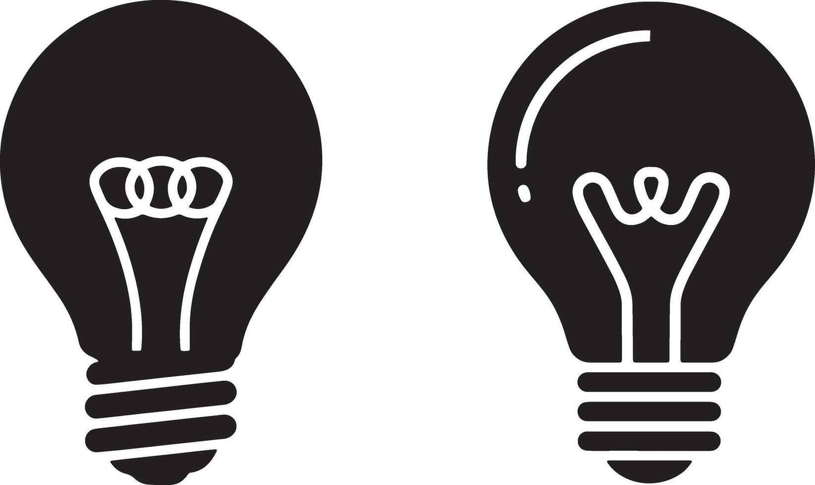 Two Black Light Bulbs Symbolizing Creative Idea And Innovation On White Background vector