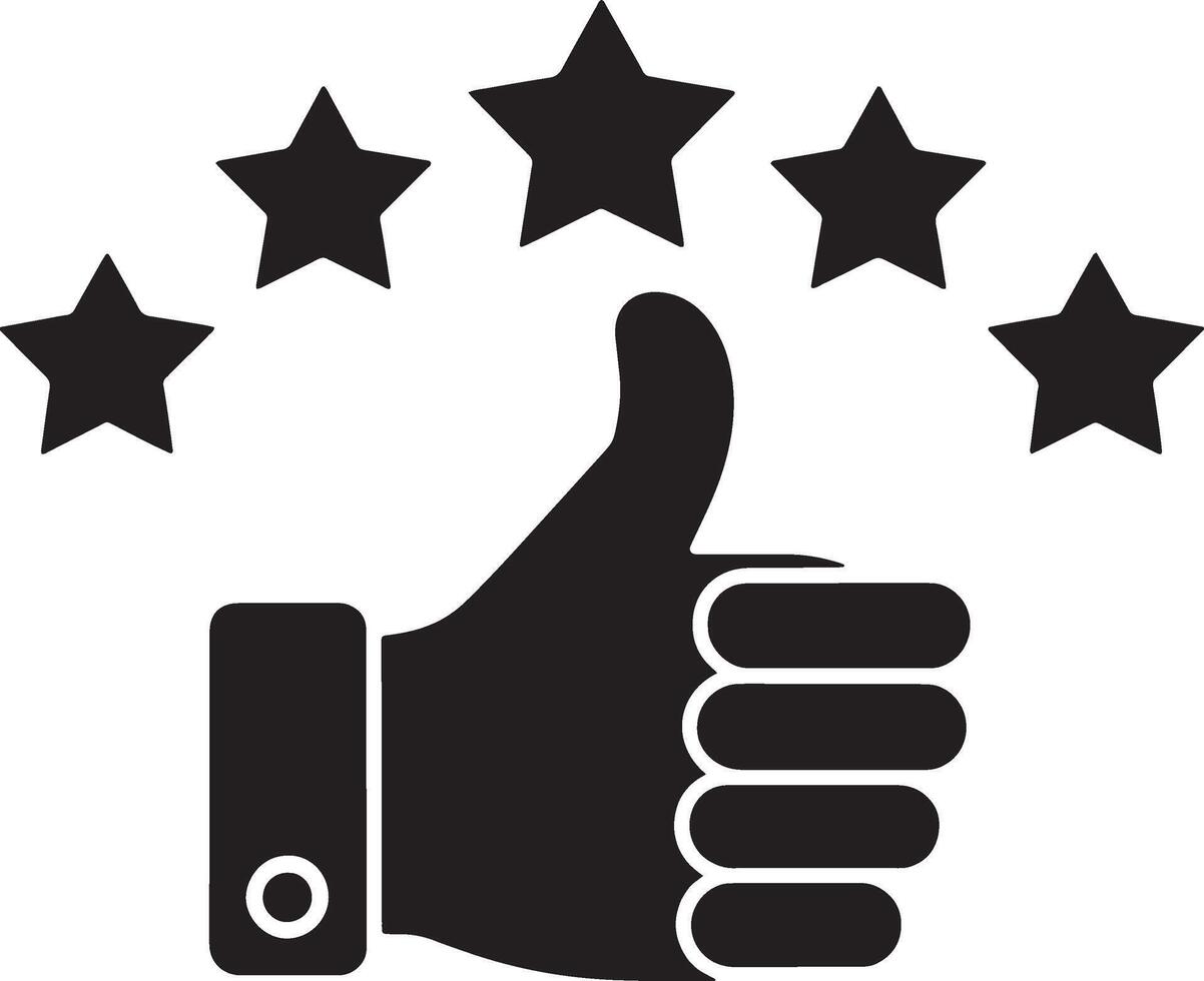 Five Star Rating Hand Gesture Minimalist Graphic Symbol Excellence vector