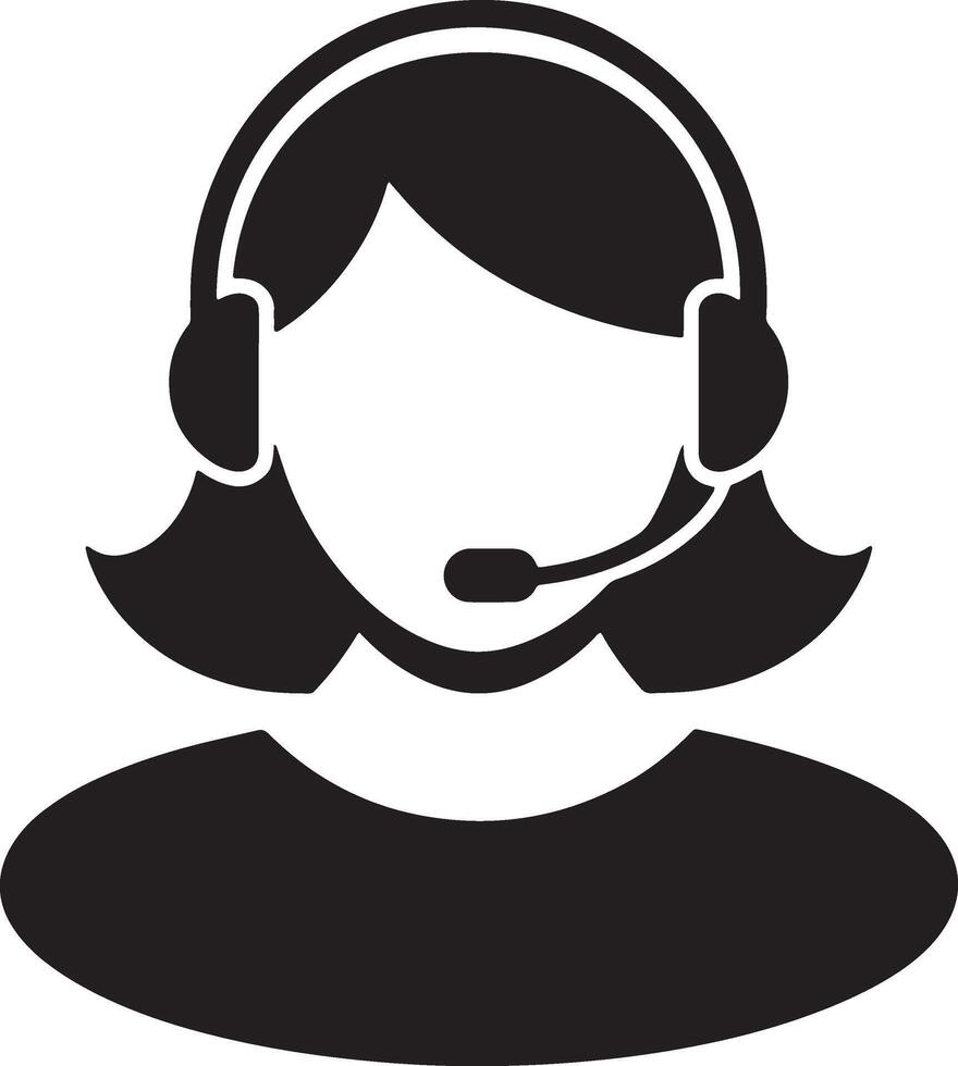 Customer Service Agent Icon Wearing Headset Minimalistic Design Concept vector