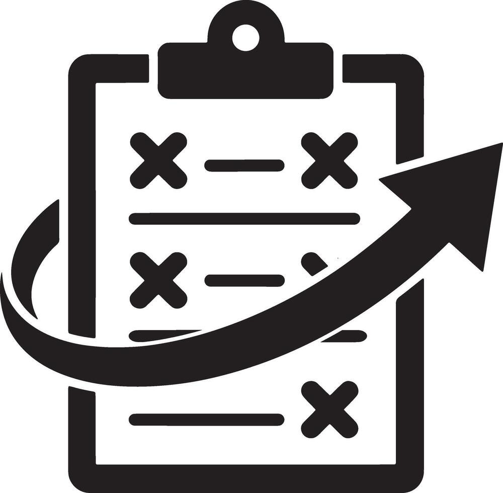 Strategy Planning On Clipboard With Arrow Symbolizing Growth And Business Success vector
