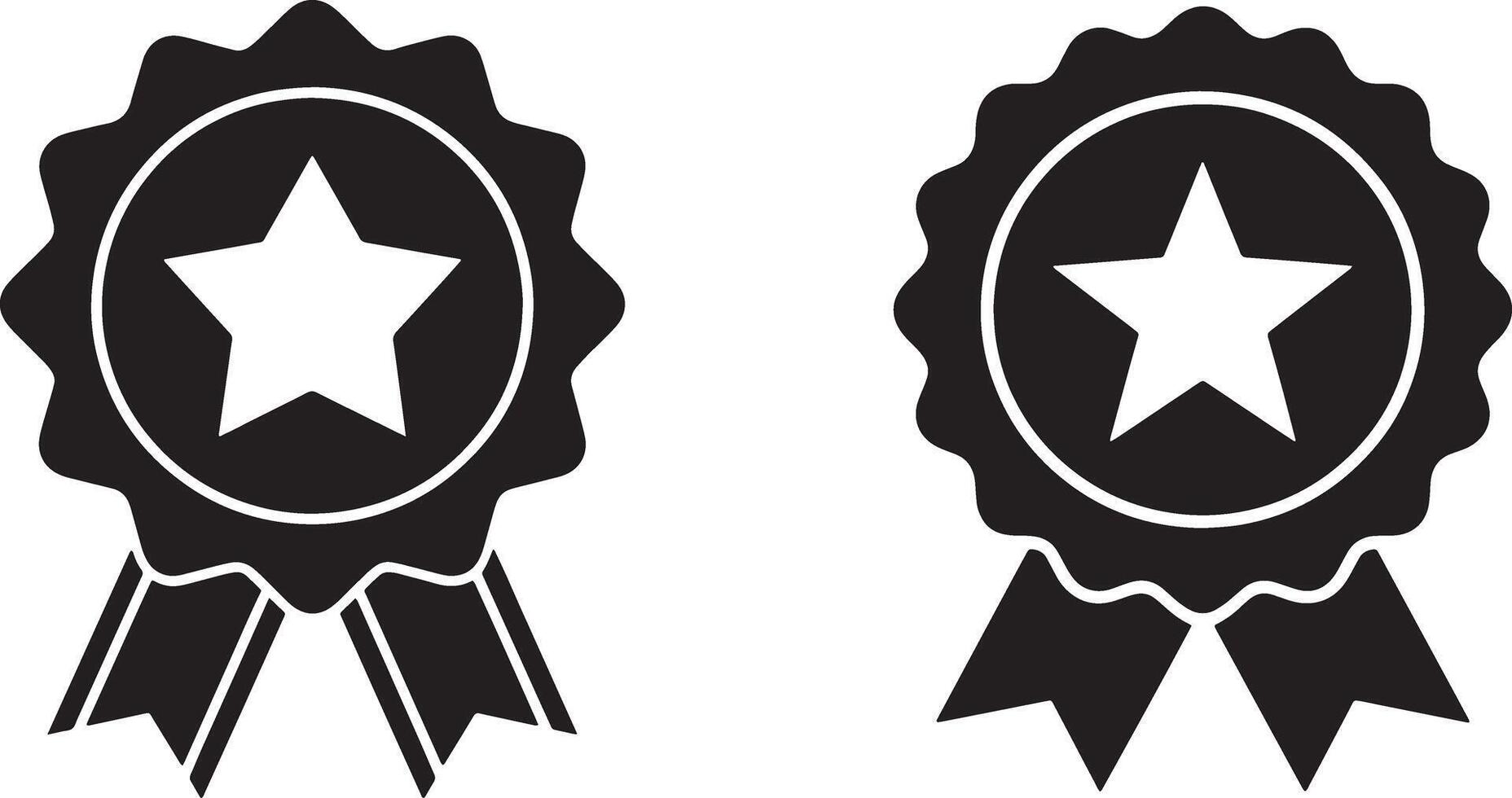 Black And White Rosette Award Badges Featuring Stars Honoring Achievement In Business vector