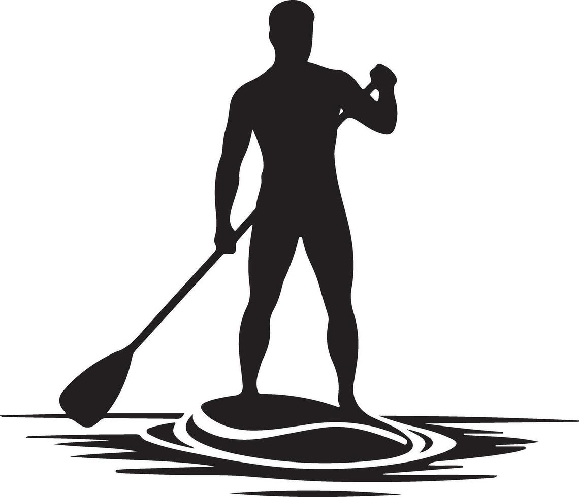 Stand Up Paddle Boarding Silhouette Illustration For Summer Activity vector
