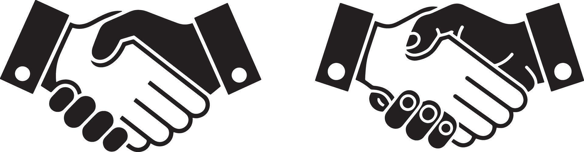 Business Handshake Agreement Graphic Two Hands Black And White Partnership Success vector