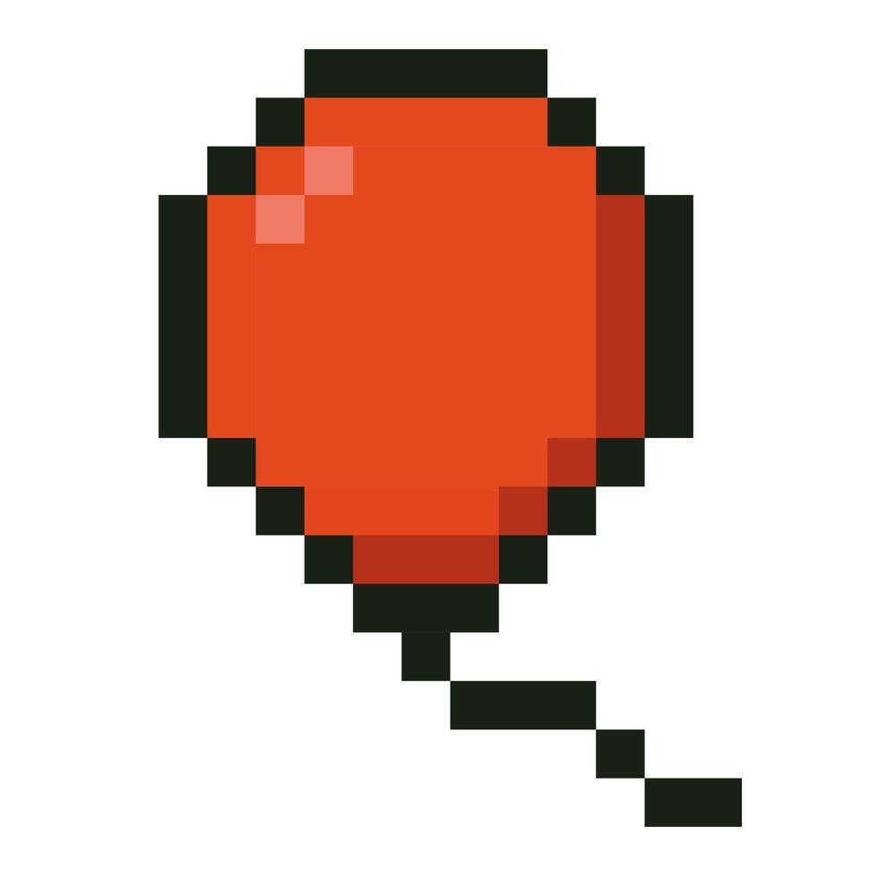 Red pixel art balloon emoji icon isolated on white background vector