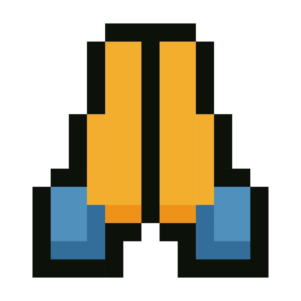Pixel art emoji praying hand gesture in a game style isolated on white background vector