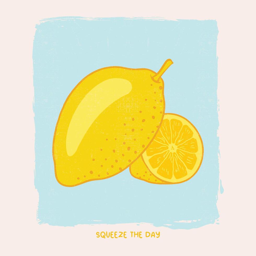 Squeeze the day. Illustration of cute abstract lemon fruit. Lemon fruit on white isolated background. vector