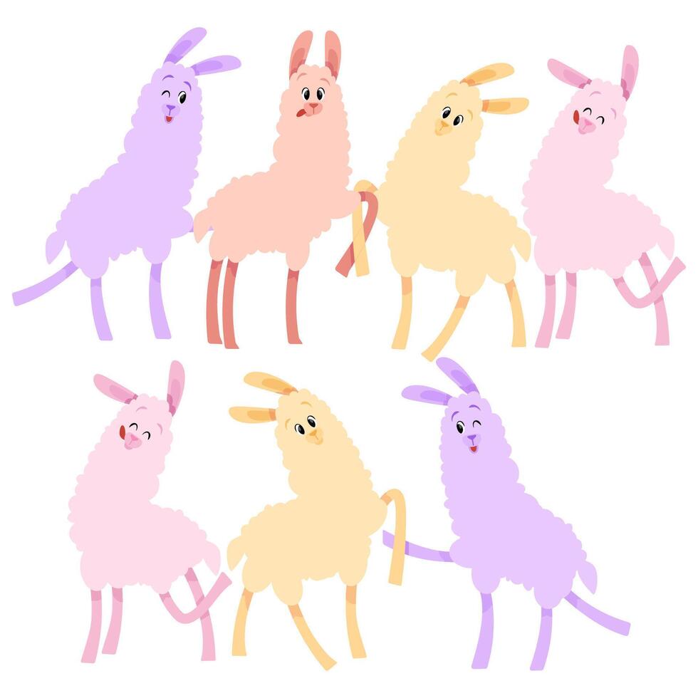 Set of different pastel funny lamps vector