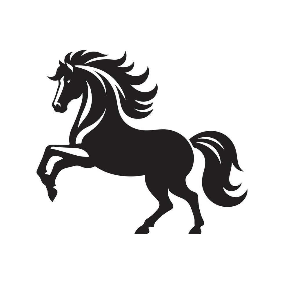 Graceful trotting horse, simple and expressive in silhouette against a white background vector