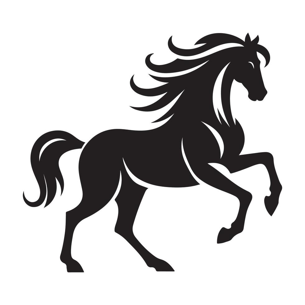 Elegant standing horse in profile, minimal and striking on a white canvas vector