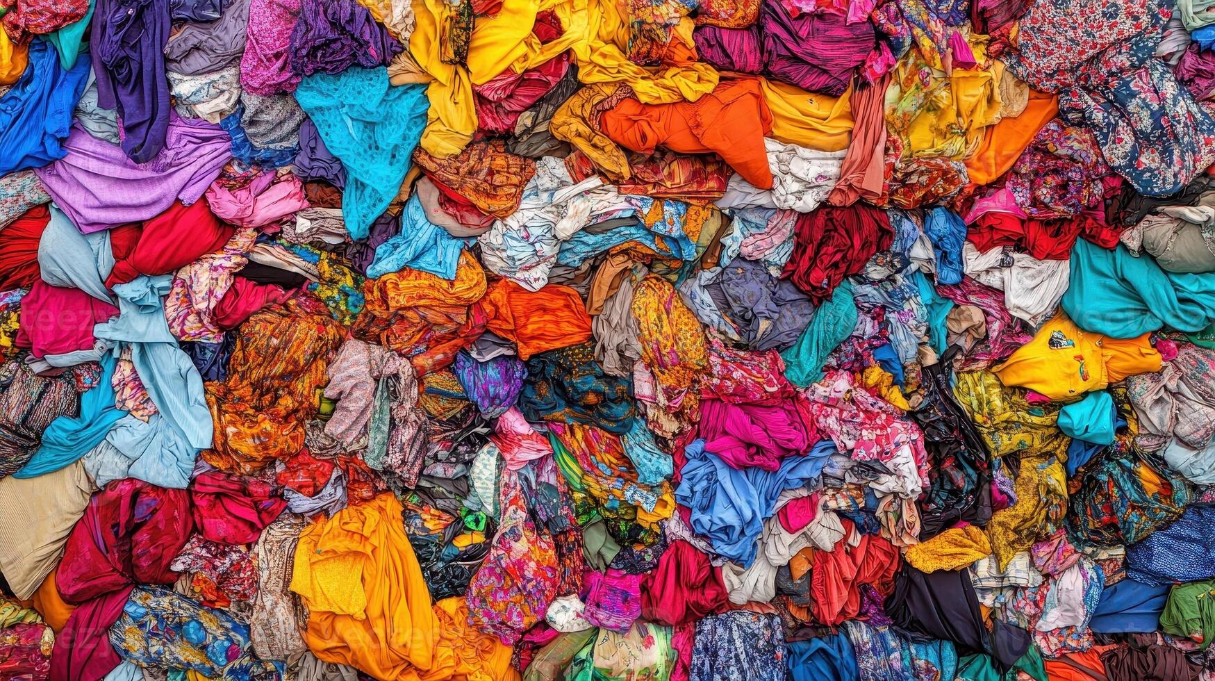 Kaleidoscope of Fabric Vibrant Texture and Pattern in Textile Chaos Textile Art Material Overload photo