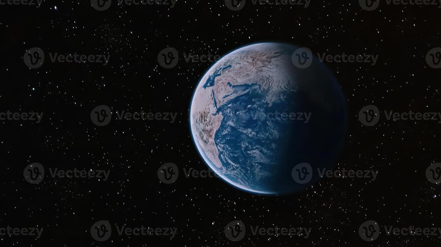 Earth in Space A blue marble floats in a starfilled expanse illuminating planetary beauty and cosmic wonders photo